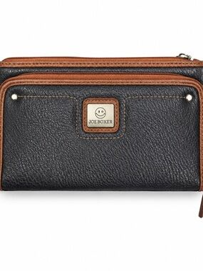 Joe Boxer Black and Tan Textured Wallet